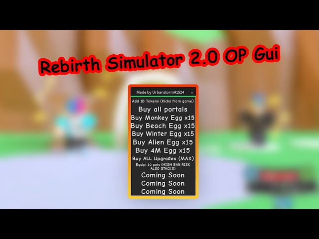Rebirth Simulator 2 0 Op Gui Infinite Tokens More Roblox دیدئو Dideo - pet simulator 2 free gui roblox scripts