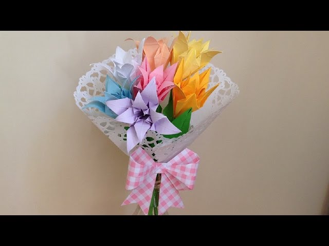 折り紙 花 立体の花束 簡単な折り方 Niceno1 Origami Flower Bouquet دیدئو Dideo