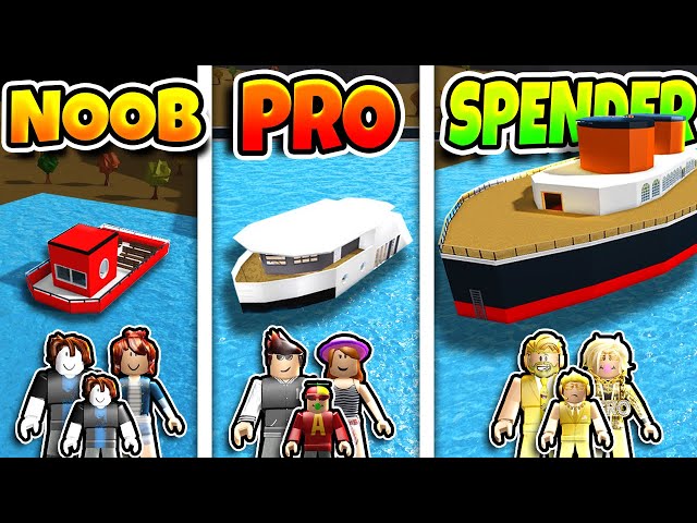 Roblox Noob Vs Pro Vs Robux Spender Family Yacht House Build