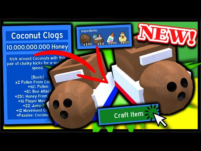 Crafting New Coconut Clogs Coconut Haste Boosts Roblox Bee