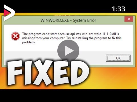 How To Fix Api Ms Win Crt Stdio L1 1 0 Dll Is Missing From Your